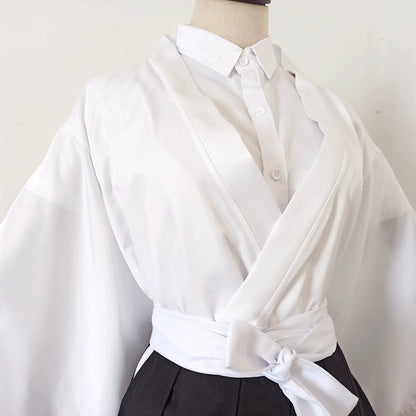 White Kimono and Black Hakama Set