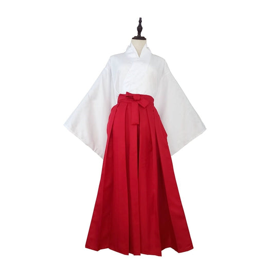 Shrine Maiden White Kimono and Red Hakama Set