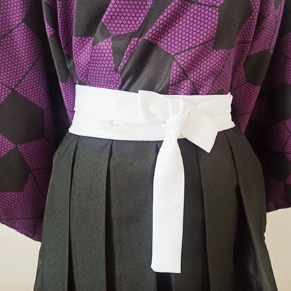 Purple Kimono and Black Hakama Set