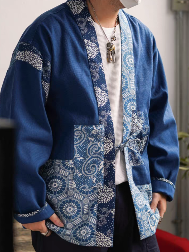 Lightweight Irregular Indigo-Dyed Patchwork Kendo Jacket