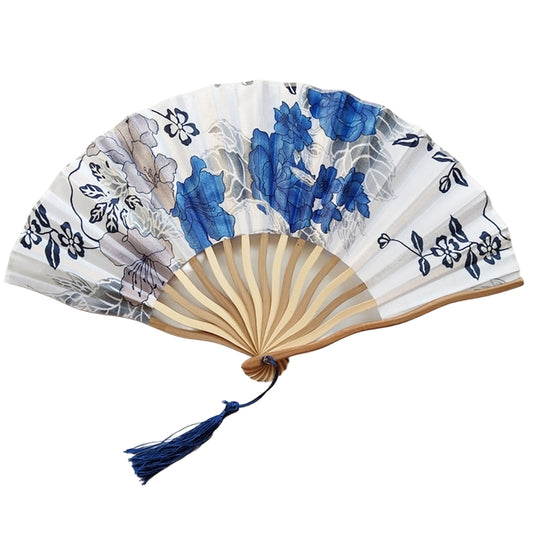 Japanese Folding Fan 【Blue Porcelain】