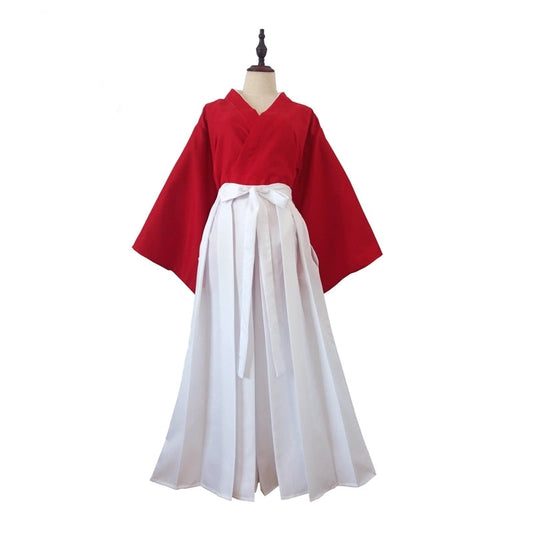 Red Kimono and White Hakama Set