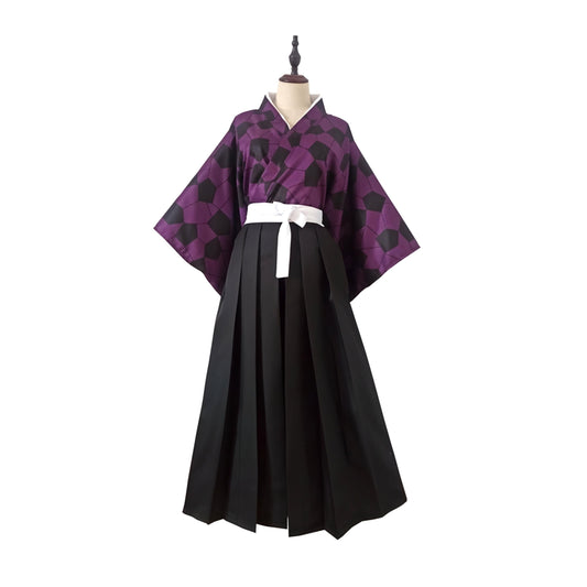 Purple Kimono and Black Hakama Set