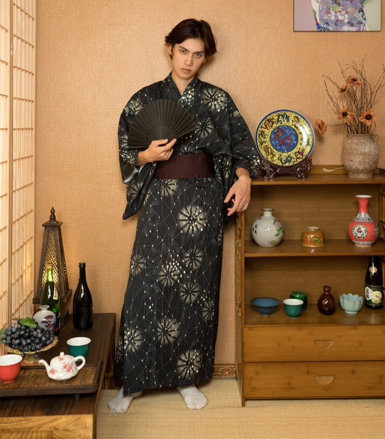 Men Black Hanabi Festival Yukata