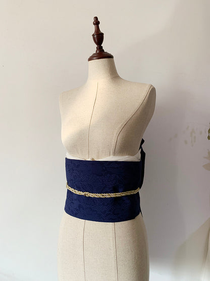 Blue Pre-Tied Taiko Musubi Obi Yukata Waistband