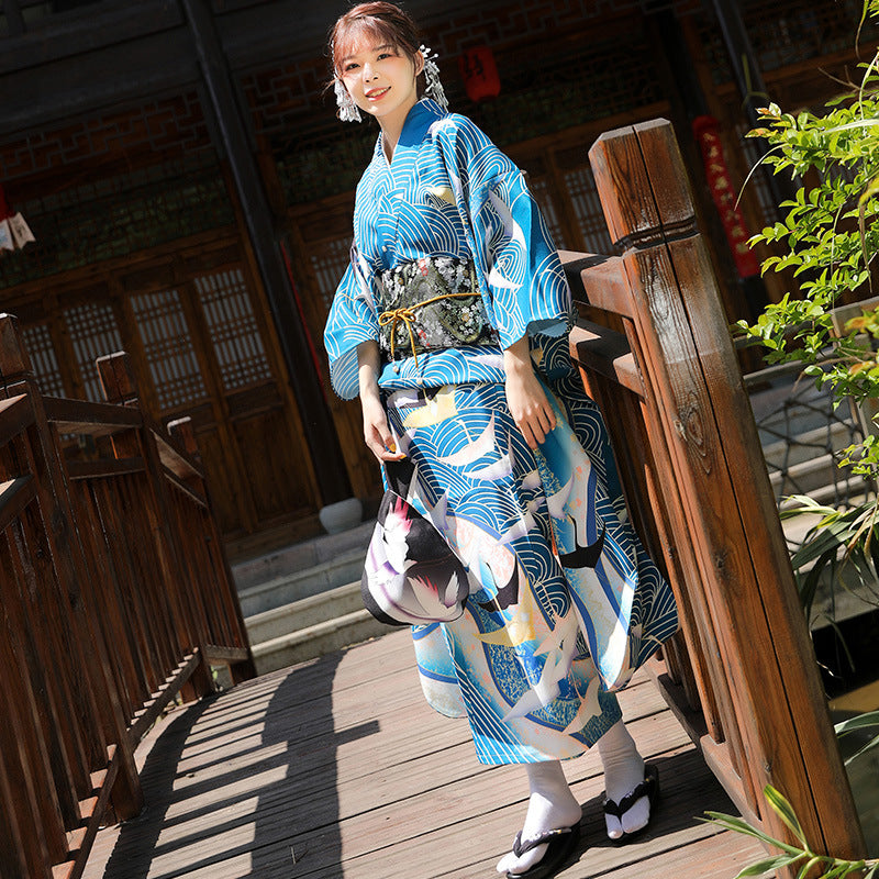 Blue Waves & Cranes Women Festival Yukata