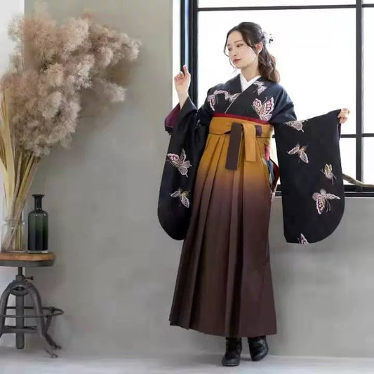 Black Kimono Hakama Set