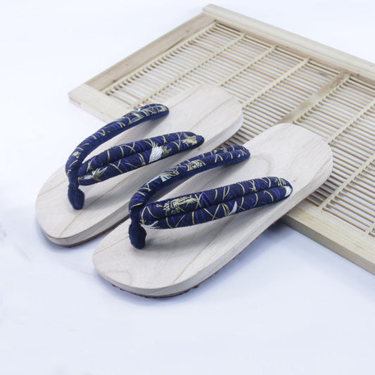 Wide Fit Kimono Wooden Sandals [Crane]