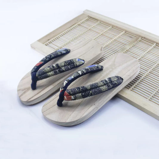 Wide Fit Kimono Wooden Sandals [Koi Carp]