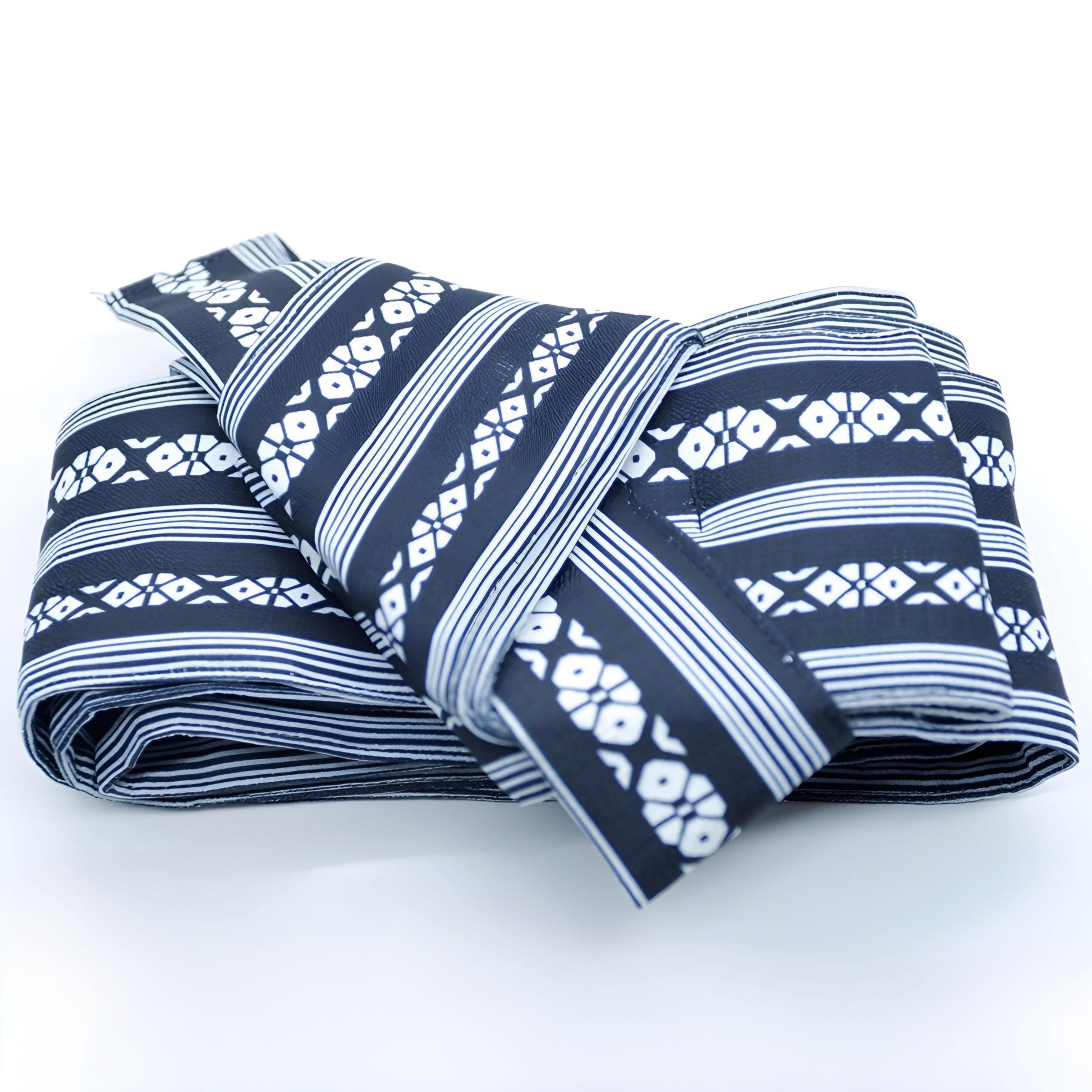 Men Black & White Yukata Obi Waistband