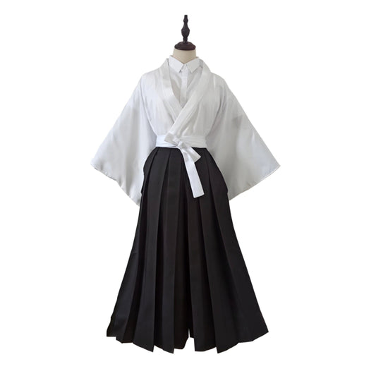 White Kimono and Black Hakama Set