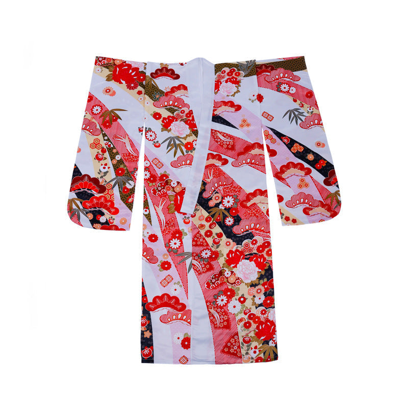 Women Sakura Fan Yukata and Obi Belt Set