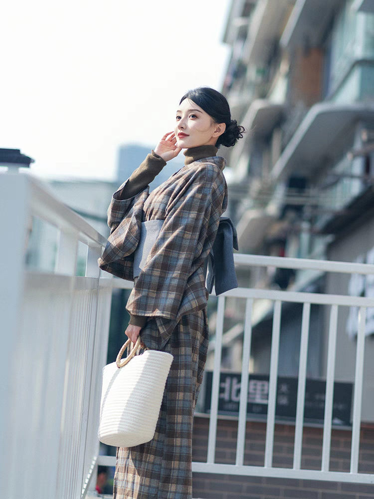 Checkered Women Everyday Yukata