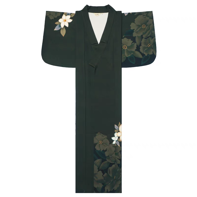 Dark Green Women Traditional Ceremony Yukata