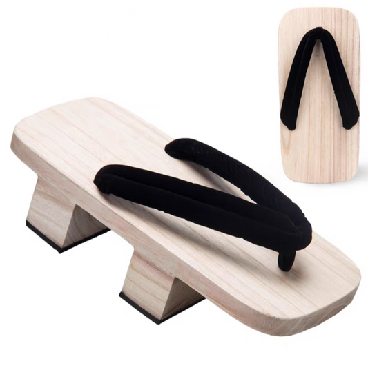 Kimono Wooden Sandals [Black Hanao]