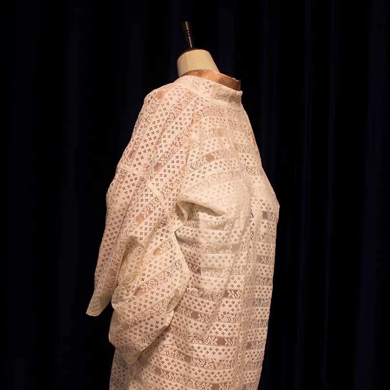 Beige Women Lace Kimono Cardigan