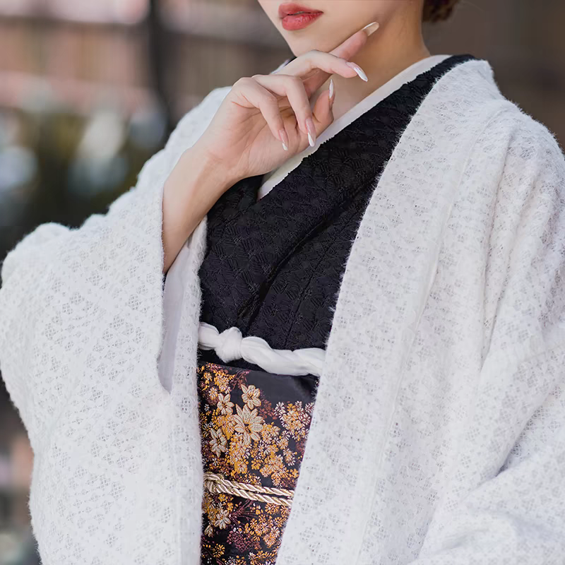 White Women Lace Kimono Cardigan