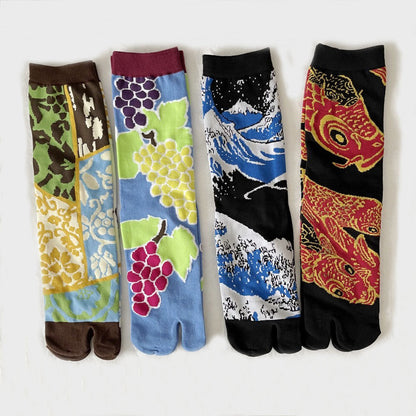 Unisex Split-toe Tabi Socks 4 Piece Set