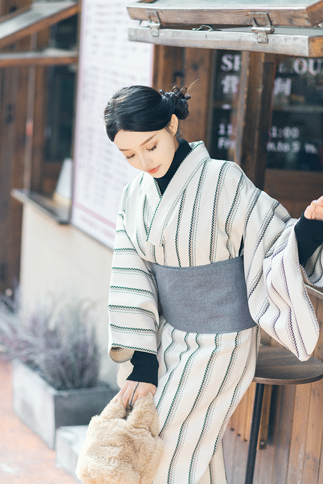 Striped Women Everyday Yukata