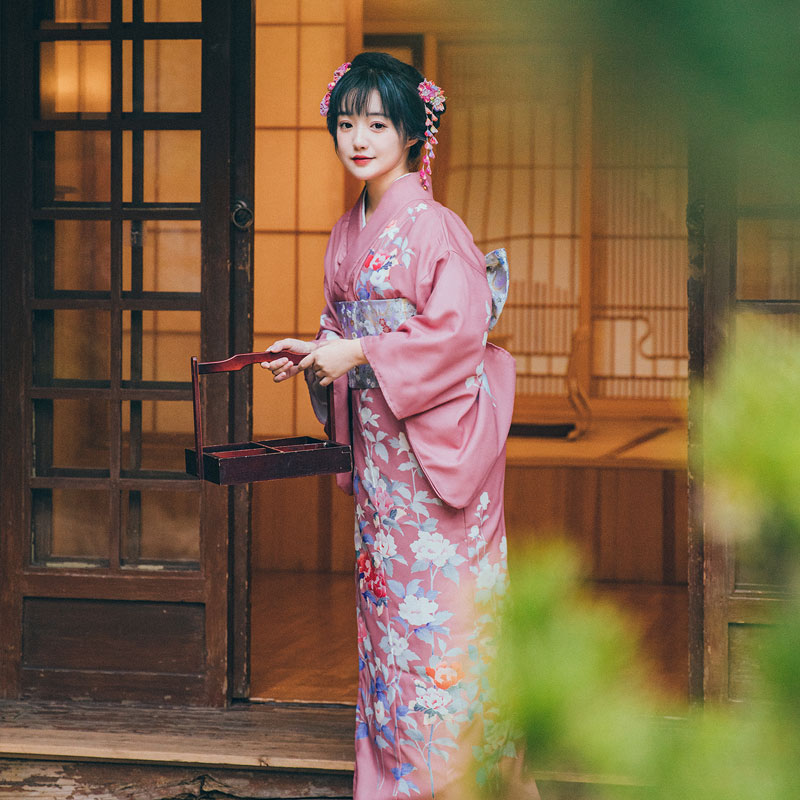 Women Pink Blossom Yukata Robe