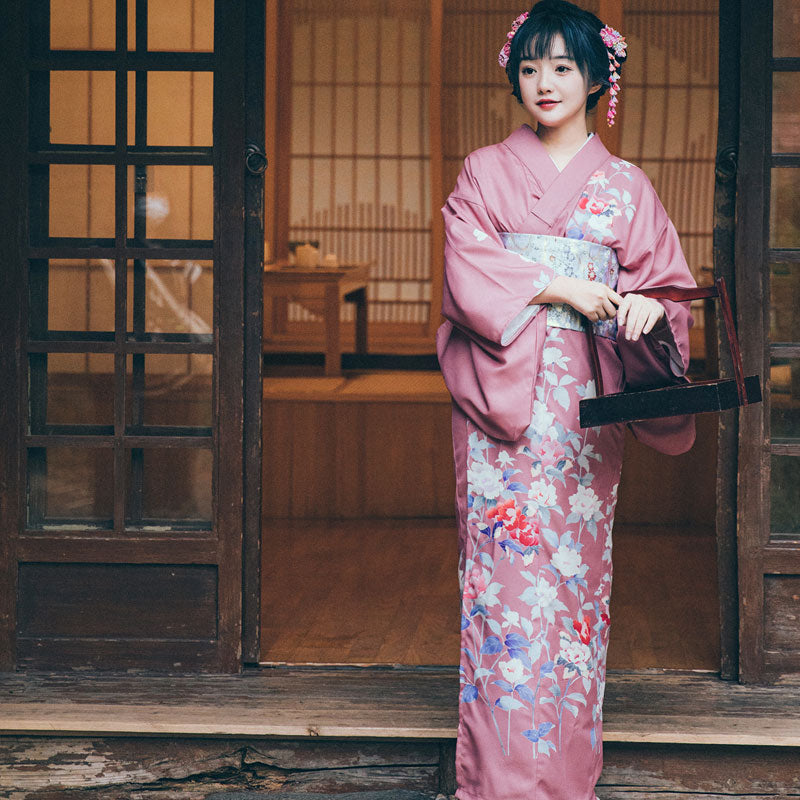 Women Pink Blossom Yukata Robe