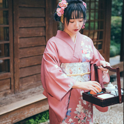 Women Pink Blossom Yukata Robe