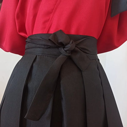 Red Workwear and Black Hakama Set