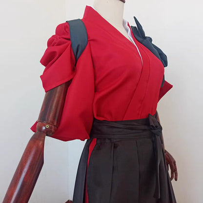 Red Workwear and Black Hakama Set