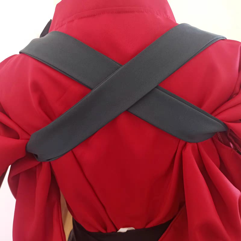 Red Workwear and Black Hakama Set