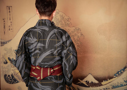 Men Brush Pattern Festival Wear Yukata