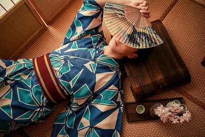 Men Geometric Pattern Festival Wear Yukata