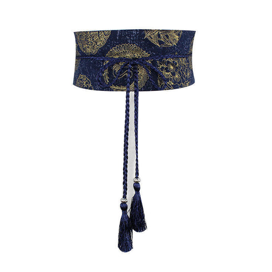 Tassel Tie Yukata Waistband [Blue Kamon]