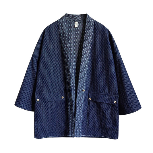 Vintage Denim Noragi Kimono Jacket - Zen Breaker