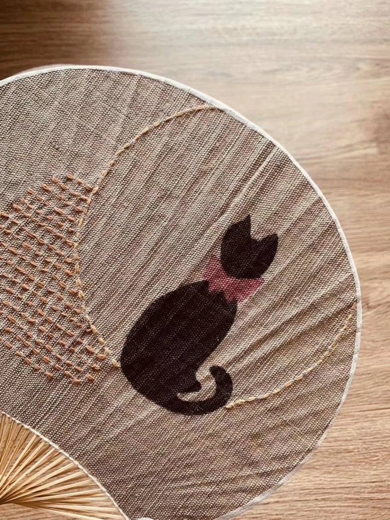 Hand Dyed Uchiwa Hand Fan 【Black Cat】