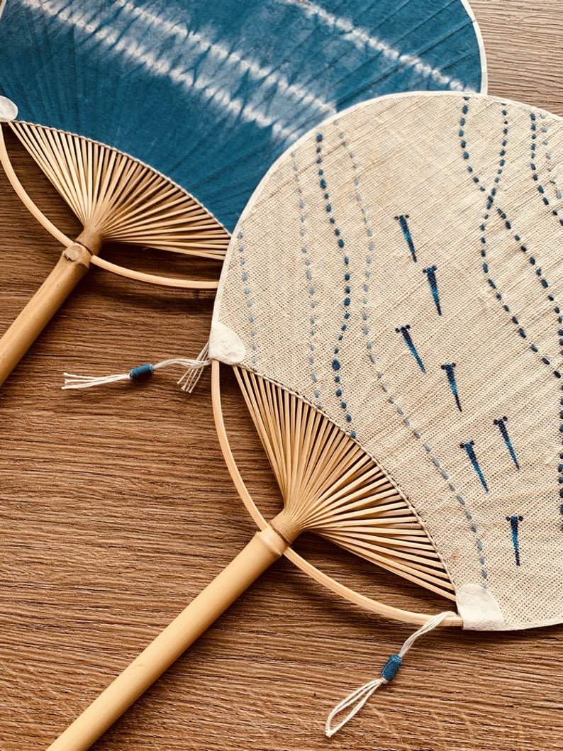 Hand Dyed Uchiwa Hand Fan 【Blue Fish】