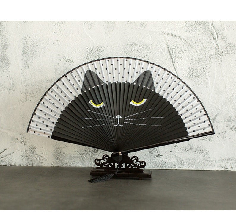 Japanese Folding Fan 【Kawaii Cat】