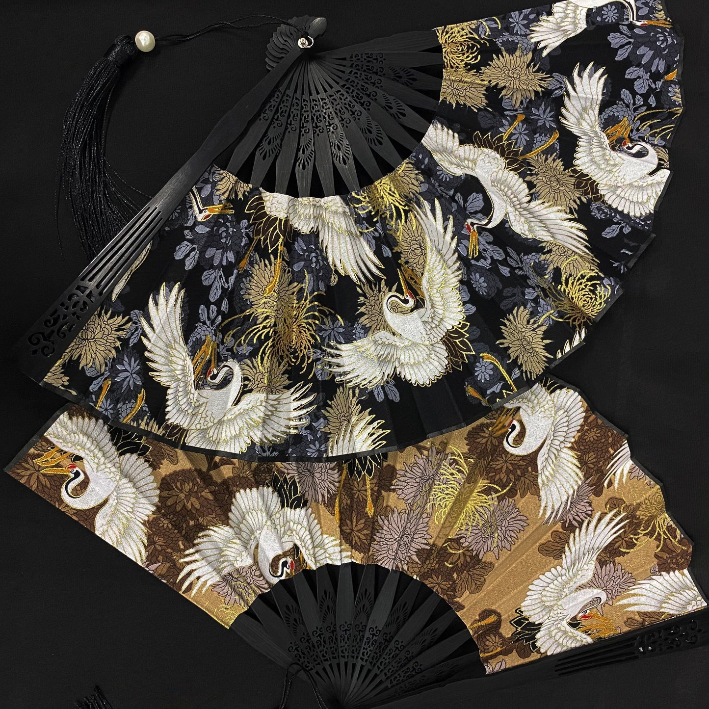 Japanese Folding Fan 【Flying Cranes】| Foxtume