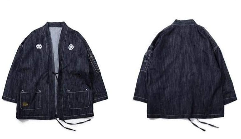 Men's Denim Haori Kimono Jacket - Kimura Fox