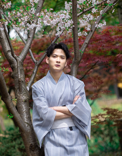 Men Pale Gray Festival Wear Yukata