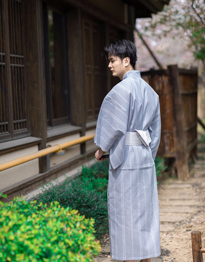 Men Pale Gray Festival Wear Yukata