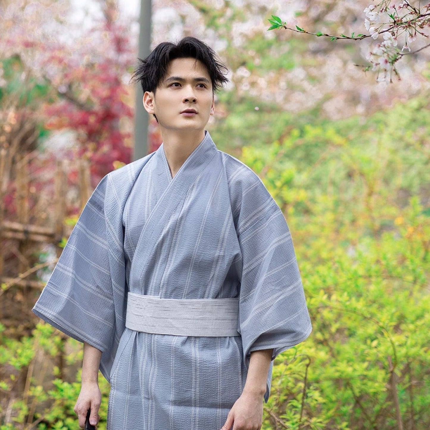 Men Pale Gray Festival Wear Yukata