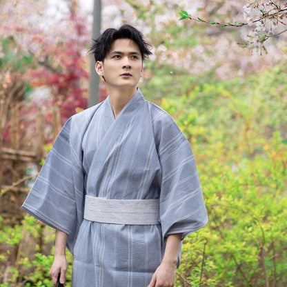 Men Pale Gray Festival Wear Yukata