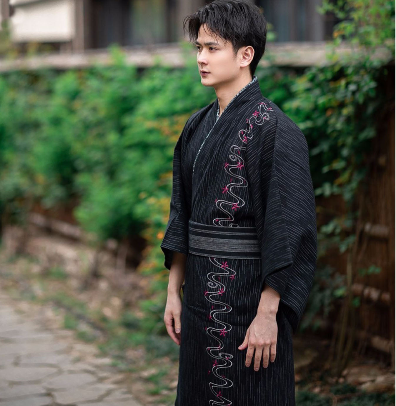 Men Wave Pattern Festival Wear Yukata