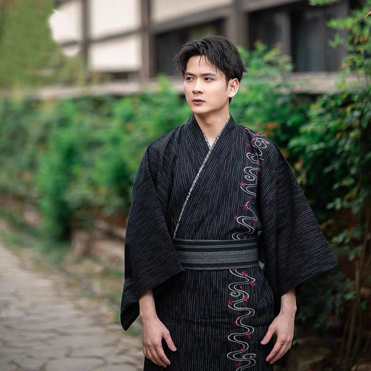 Men Wave Pattern Festival Wear Yukata