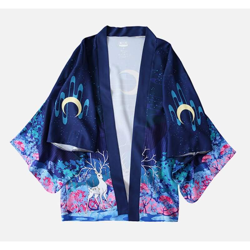 Haori | Reindeer Under The Moon Kimono Cardigan 