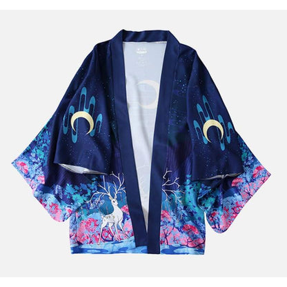 Haori | Reindeer Under The Moon Kimono Cardigan 