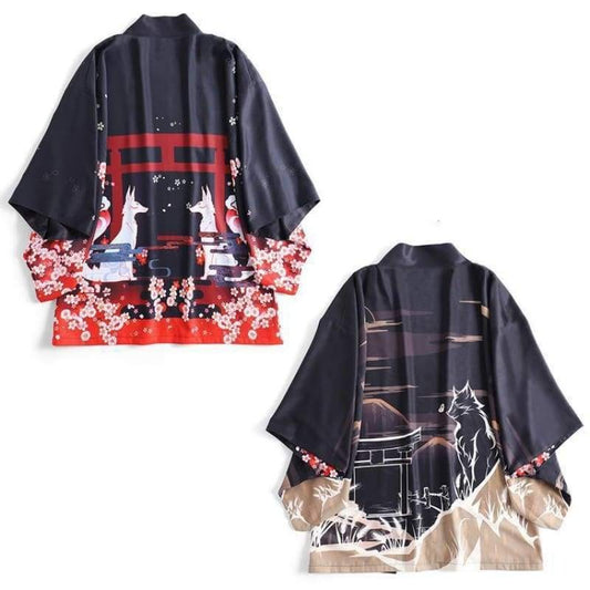 Sakura Inari & Fox Reversible Kimono Cardigan