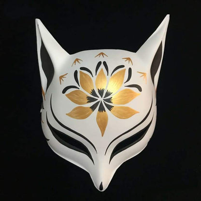 Kitsune Mask | Sharp Ears - Golden Lotus | Foxtume