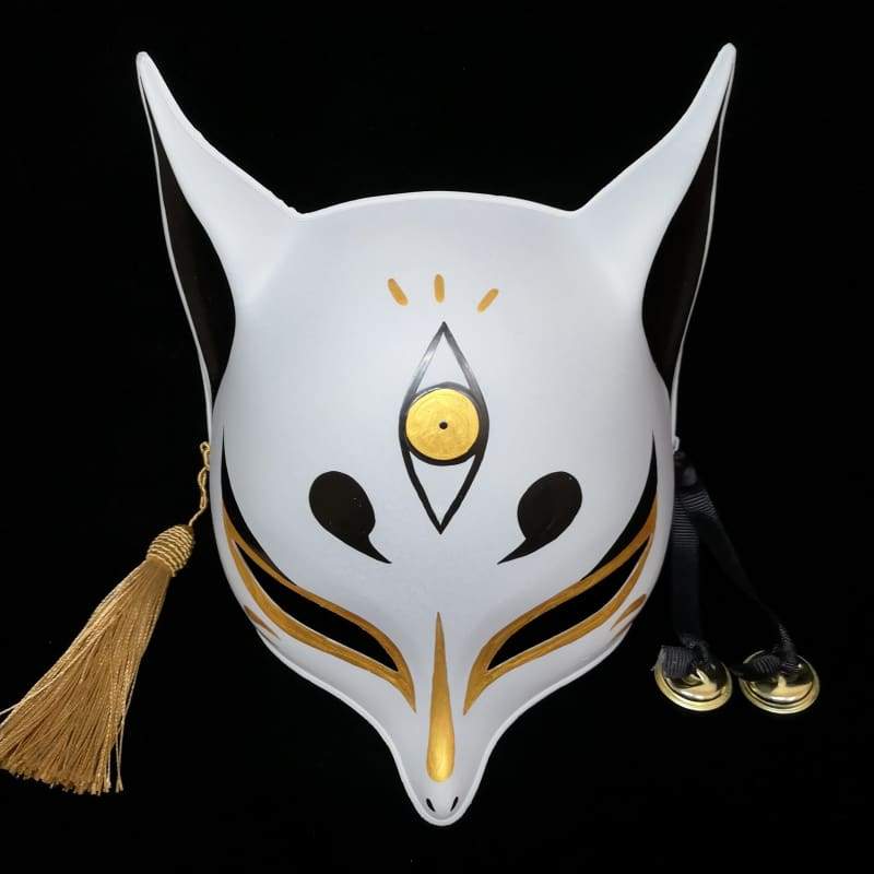 Kitsune Mask | Sharp Ears - Golden Third Eye | Foxtume