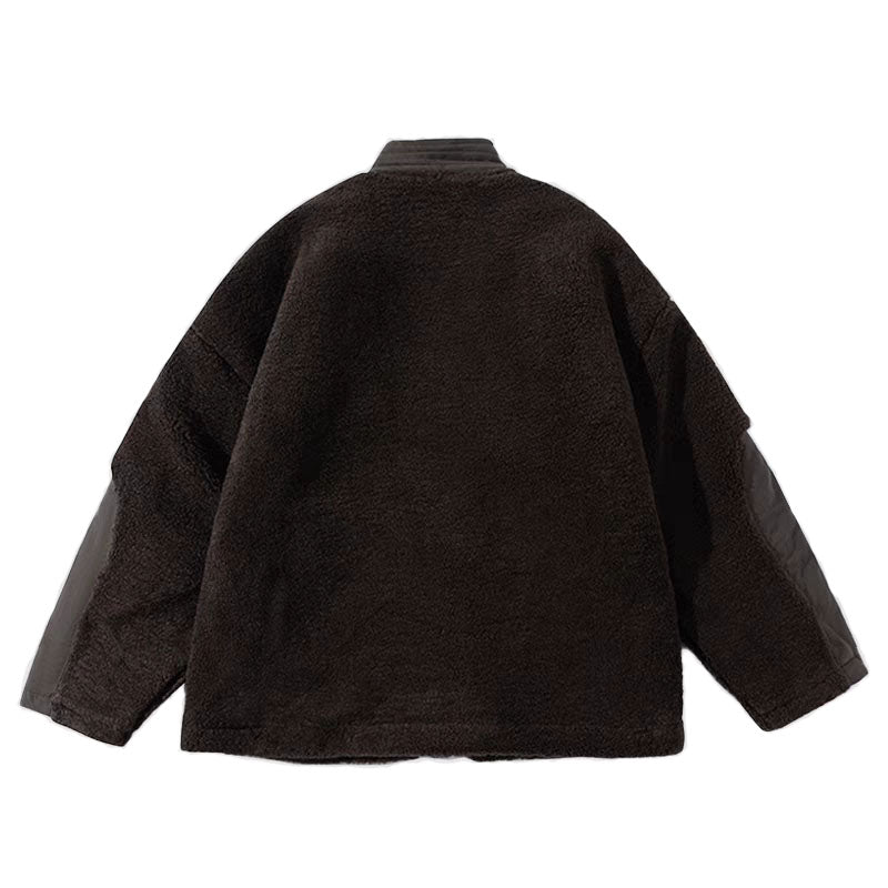 Shearling Button-Up Cotton Quilted Kimono Jacket